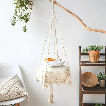 Cat Hammock Swing Cotton Rope Cats Hanging Basket Hanging