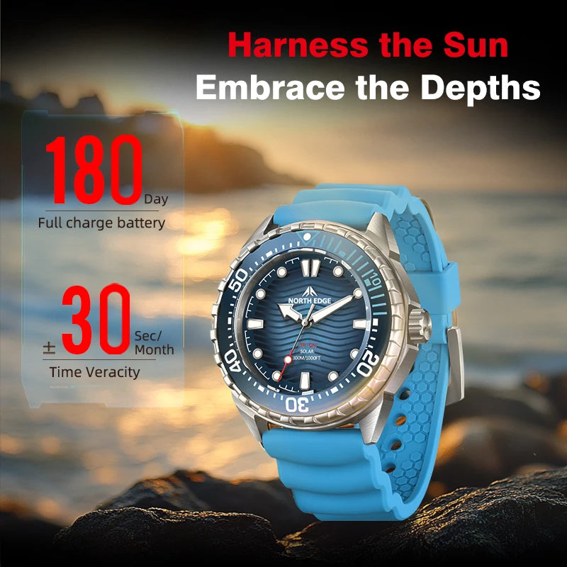 TRITON Solar Powered Dive Watch Quartz 316L Stainless Steel Waterproof