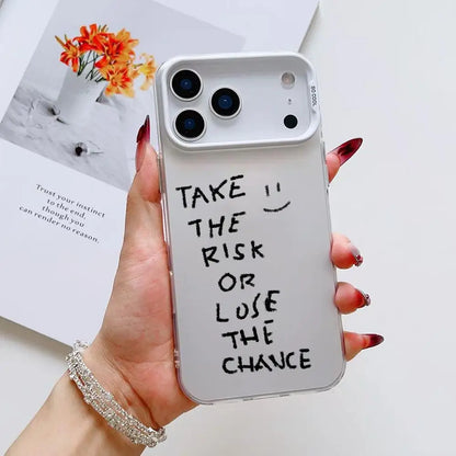 INS No Risk No story Phone Case For iPhone 17 16 15 14 13 12 11 Pro Max Air Matte Laser Aurora Shockproof Funda