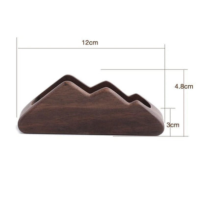 Wood Desktop Business Card Display Stand 3 Compartment Office