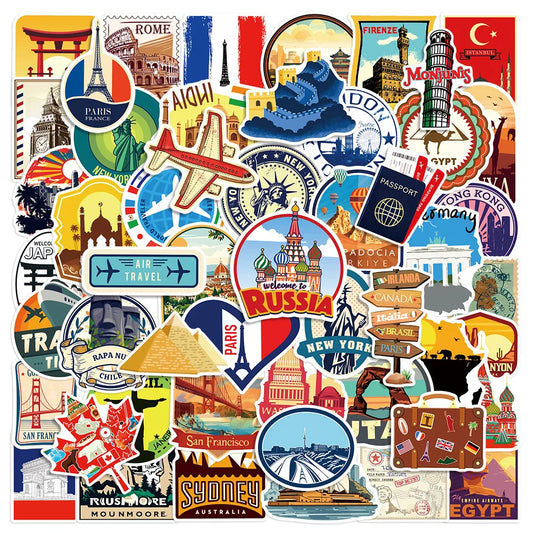 100PCS Travel Stickers Luggage Notebook Phone Waterproof