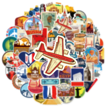 100PCS Travel Stickers Luggage Notebook Phone Waterproof