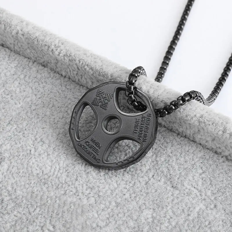 Titanium Steel Dumbbell Pendant Necklace Barbell Fitness Pendant Unisex Sports Jewelry