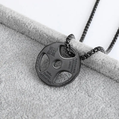 Titanium Steel Dumbbell Pendant Necklace Barbell Fitness Pendant Unisex Sports Jewelry