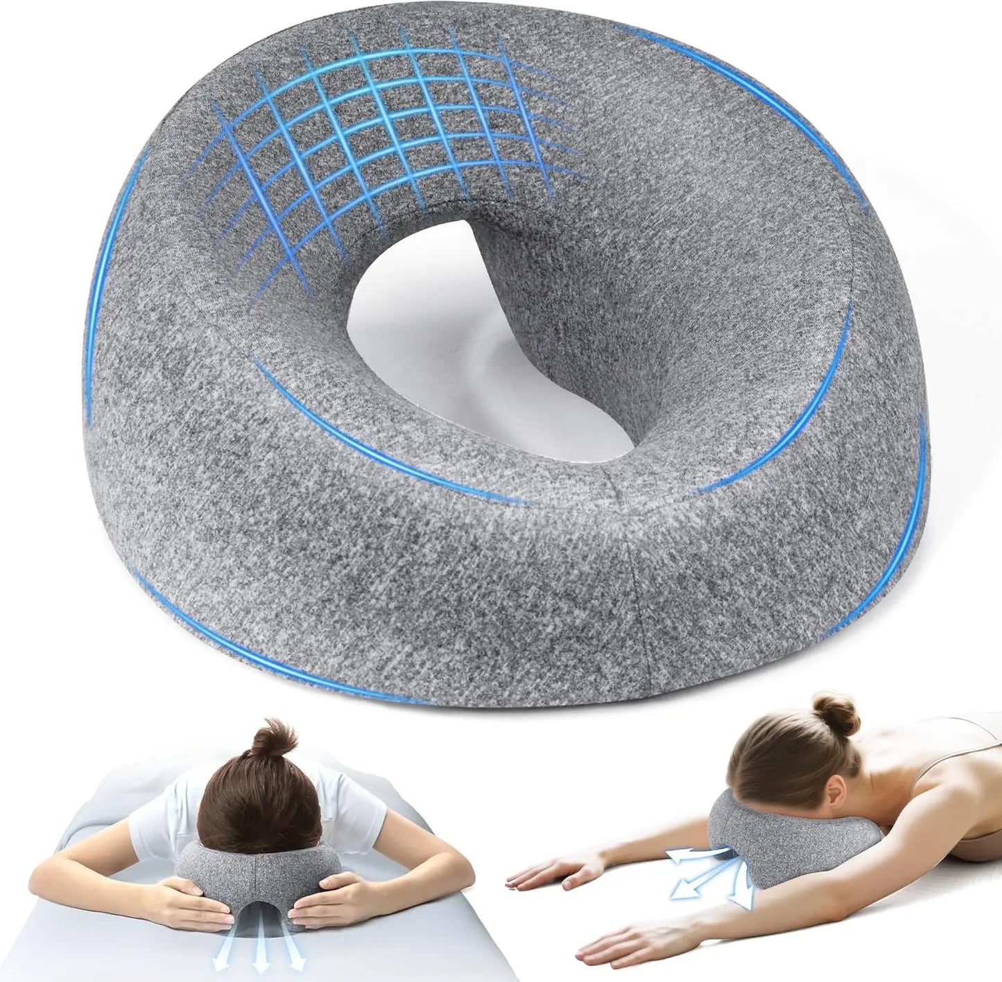 Ergonomics Lying Down Pillow Memory Foam Breathable Head Support Pillow Snap Body Massage Face Rest Pillow for Beauty Salon
