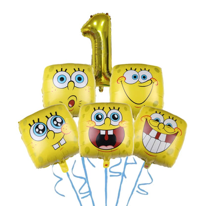 Cartoon SpongeBob Theme Birthday Party Balloon Disposable Tableware Mask Flag Candy Box Backpack Baby Shower party supplies