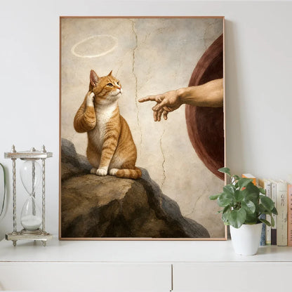 God Hand Cat Wall Decor Finger Canvas Painting Wall Art Poster Picture Home Decor