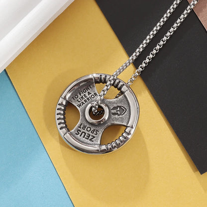 Titanium Steel Dumbbell Pendant Necklace Barbell Fitness Pendant Unisex Sports Jewelry