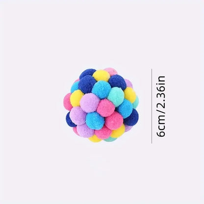 1/3PCS Cat Toys Cat Plush Ball Toy Pet Elastic Bell Ball Self Hi Ball Playing Cat Colorful Woolen Ball