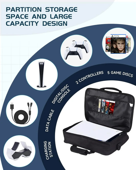 PS5 Travel Case Protective Bag Controllers Game Cards Headset NEW