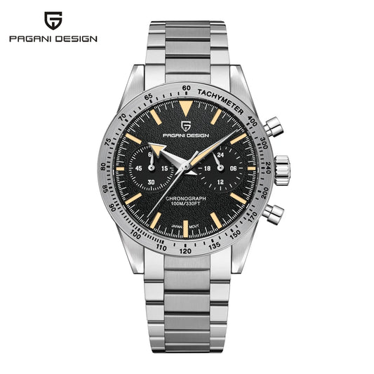 Vintage PAGANI Retro Watch Quartz Speed Sports Chronograph AR Sapphire VK64