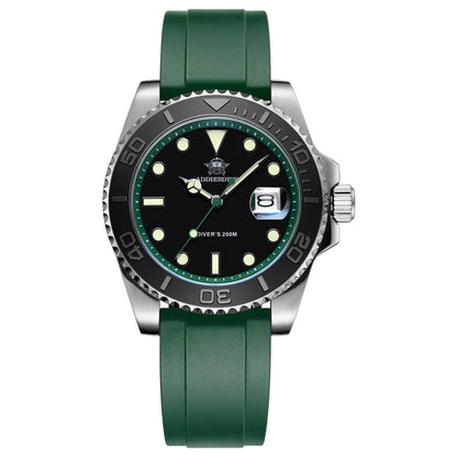 YELLOW Quartz Watch Calendar 200m Diver Silicone Men Sport Watch