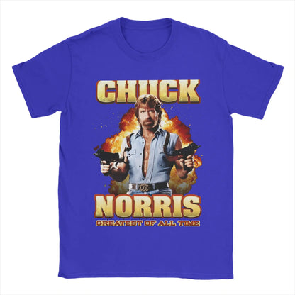 Men Women Printed Chuck Norris Greatest of all Time T Shirt Tee Pure Cotton  T-shirts Clothes