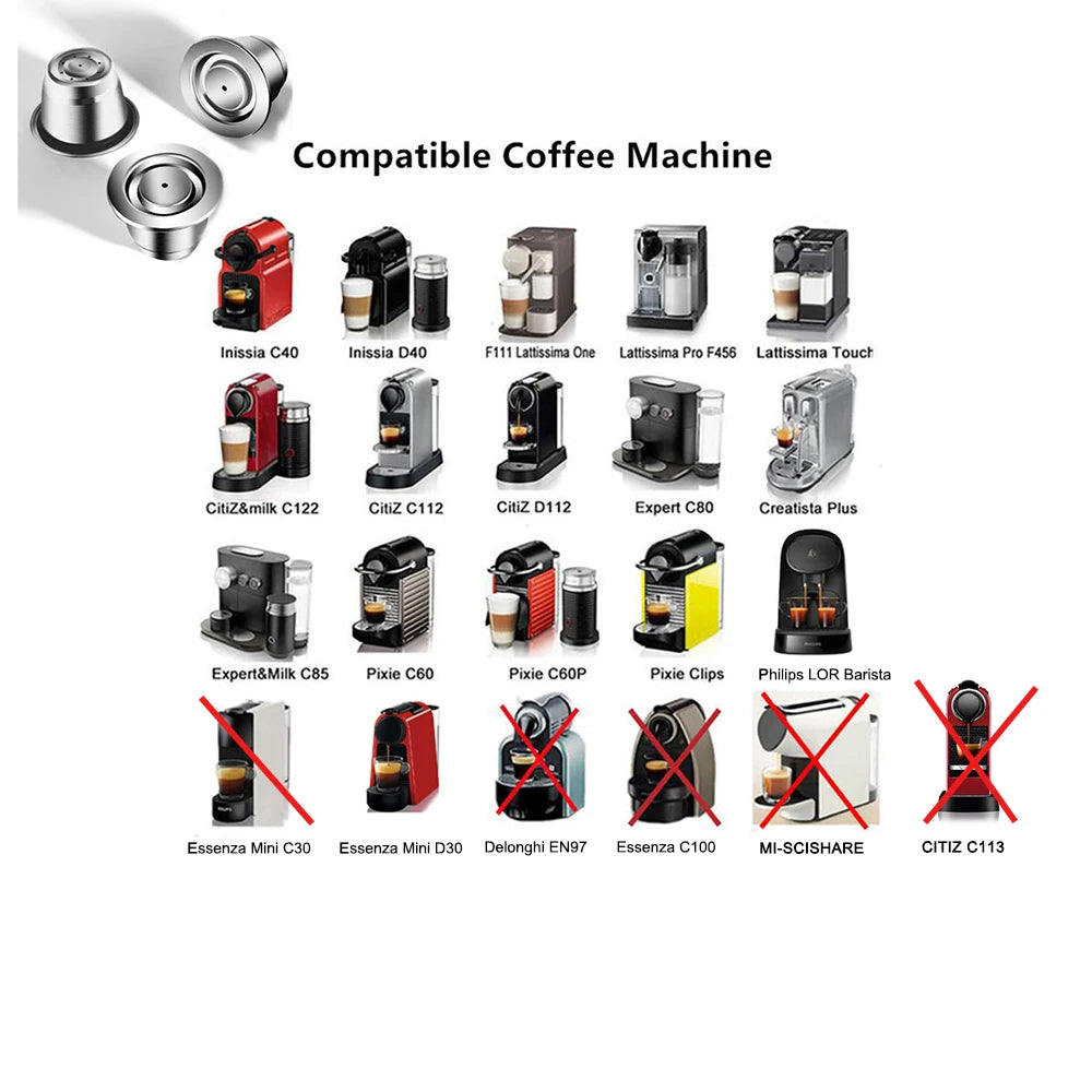 Reusable Nespresso Coffee Tea Capsules Steel Refillable