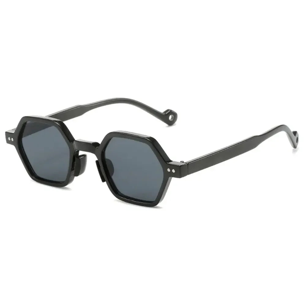 Retro Polygon Square Sunglasses Vintage Y2K Hexagon Shades Clear Ocean Lens Rivets Sun Glasses Trendy UV400 Glasses for Unisex