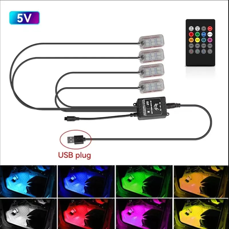 LED Car Interior Ambient Foot Light USB