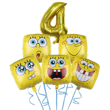 Cartoon SpongeBob Theme Birthday Party Balloon Disposable Tableware Mask Flag Candy Box Backpack Baby Shower party supplies