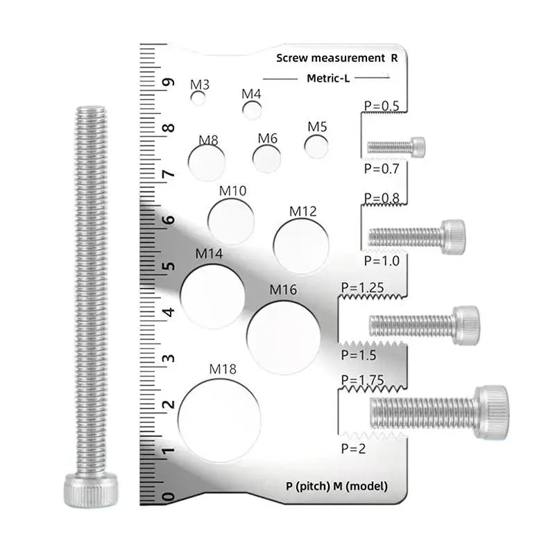Stainless Steel Screw Thread Pitch Gauge – Metric Bolt & Nut Measuring Ruler