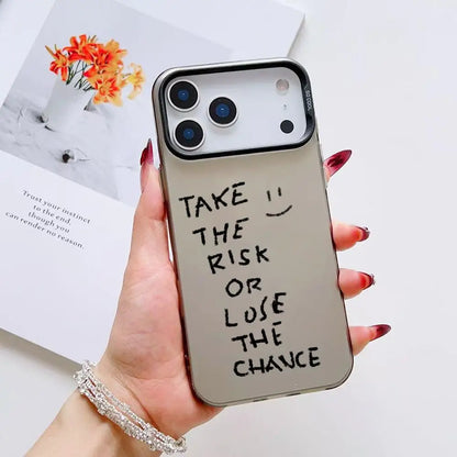 INS No Risk No story Phone Case For iPhone 17 16 15 14 13 12 11 Pro Max Air Matte Laser Aurora Shockproof Funda