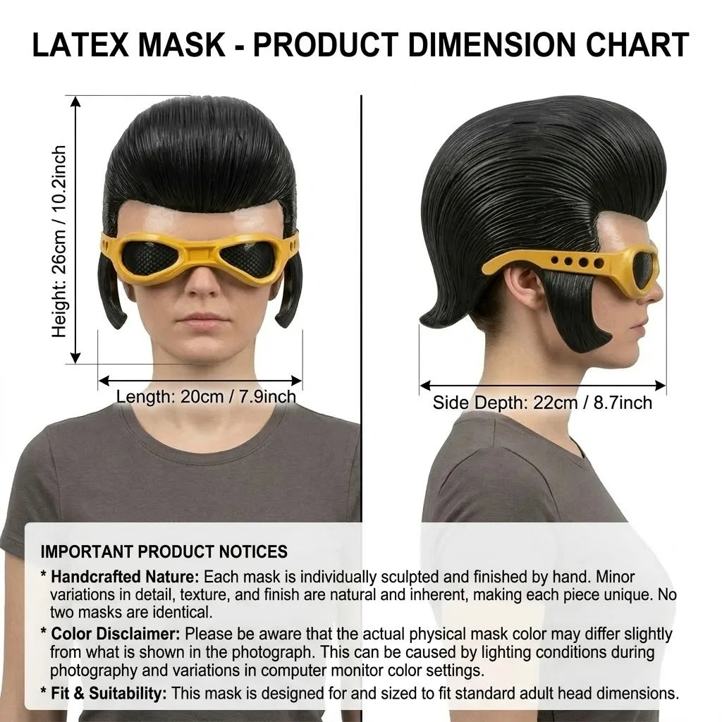 Tony Pitony REAL Elvis Half Face Mask Latex Retro Costume Accessory Singer Fan