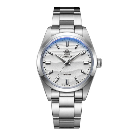 Crystal Blue Watch Sand Dial 36mm Quartz Watch 100M Waterproof 316L Stainless Steel