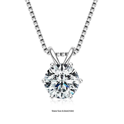 RAPRGOLD Certified 0.5-5ct Moissanite Pendant Necklaces S925 Sterling Silver Solitaire Necklace Chains For Women Jewellry Gifts
