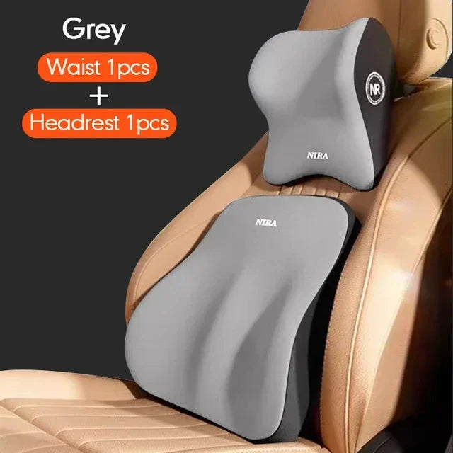 Memory Foam Car Headrest & Lumbar Support Cushion – Universal Neck & Back Comfort Pillow