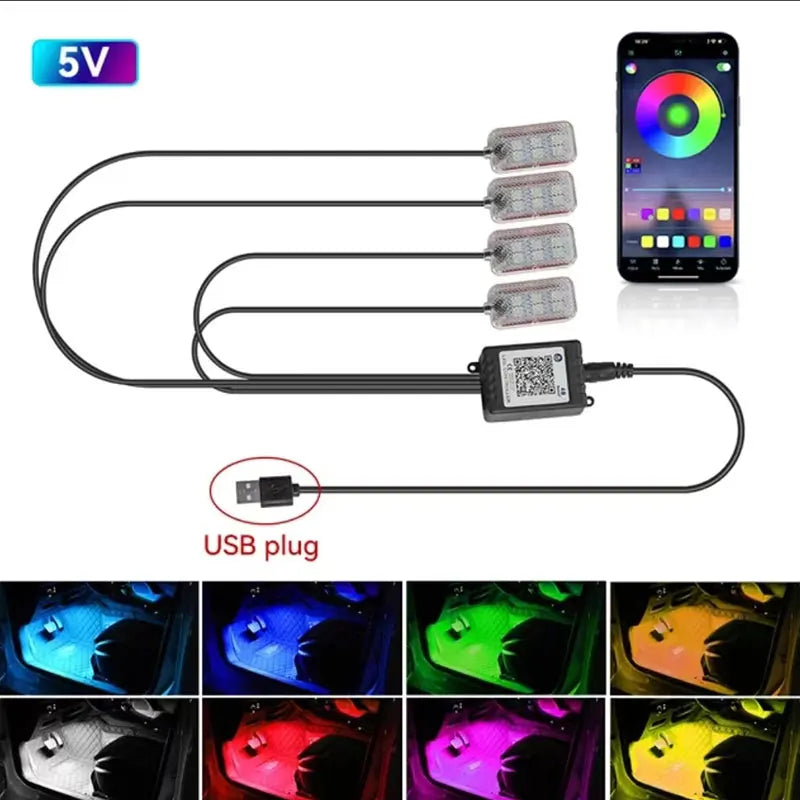 LED Car Interior Ambient Foot Light USB