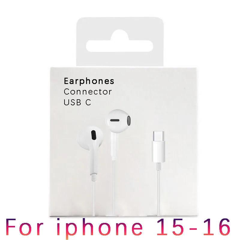 Earphones Type-C Earbuds Apple Lightning Headphones Iphone Samsung