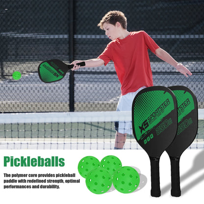 Paddle Set of 2 Rackets & 4 Pickleballs Balls Pickle-Ball Sports Accessory