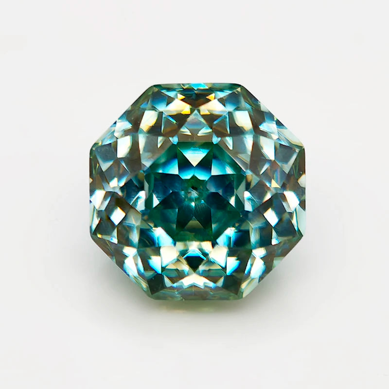 Never Fade Peacock Blu/Green Octagon Rose Cut Moissanite Diamond Loose Gemstones with GRA Certificate for DIY Jewerly Making