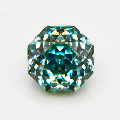 Never Fade Peacock Blu/Green Octagon Rose Cut Moissanite Diamond Loose Gemstones with GRA Certificate for DIY Jewerly Making