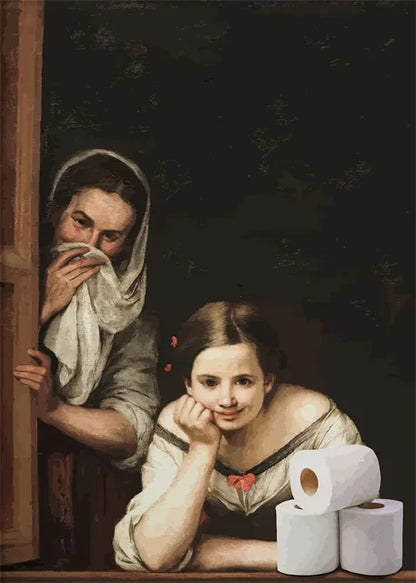 Funny Portrait Bathroom Canvas Posters Mona Lisa Bathroom Meme Funny Toilet Canvas Prints Paintings Unique Home Bathroom Decor