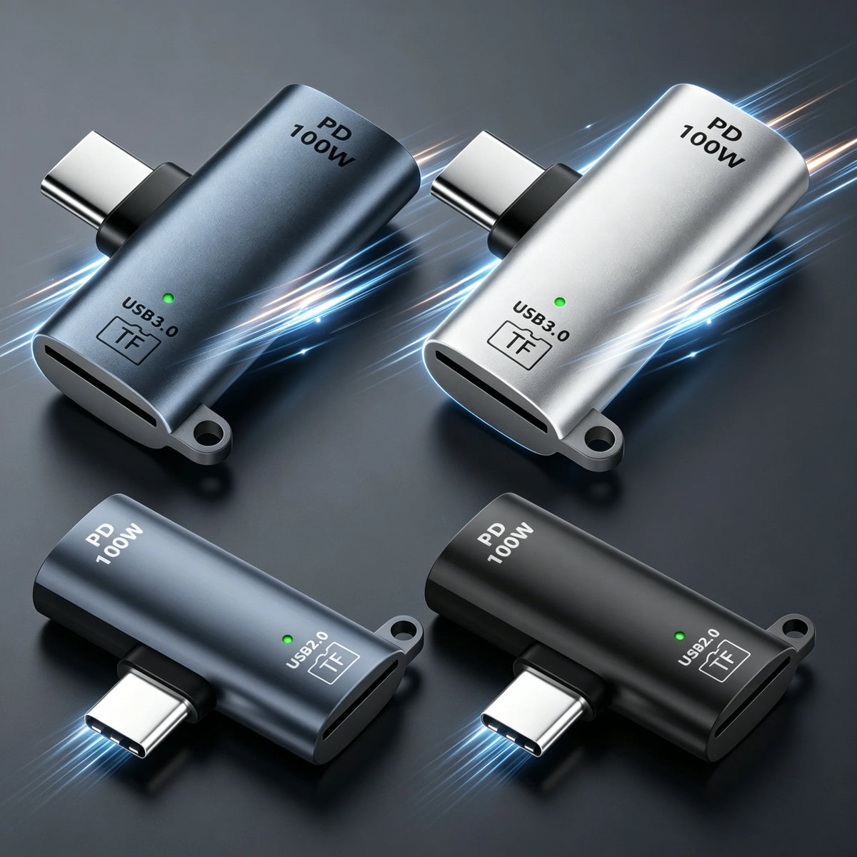 TF Card to Type-C Reader 2 Options Support 2TB & Charging 3.0 100W Fast Charging for iPhone 15/16 PC