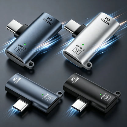 TF Card to Type-C Reader 2 Options Support 2TB & Charging 3.0 100W Fast Charging for iPhone 15/16 PC