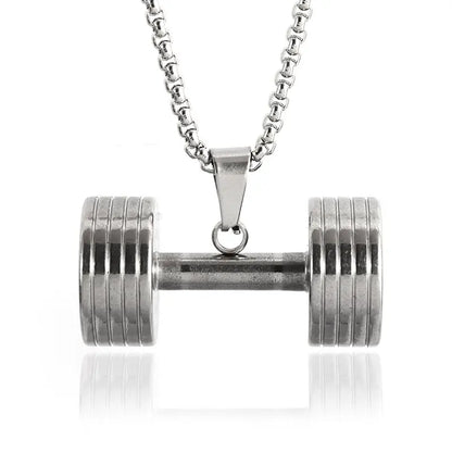 Titanium Steel Dumbbell Pendant Necklace Barbell Fitness Pendant Unisex Sports Jewelry