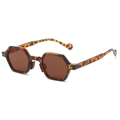 Retro Polygon Square Sunglasses Vintage Y2K Hexagon Shades Clear Ocean Lens Rivets Sun Glasses Trendy UV400 Glasses for Unisex