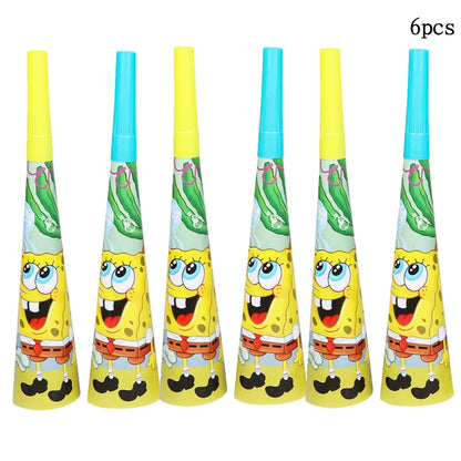 Cartoon SpongeBob Theme Birthday Party Balloon Disposable Tableware Mask Flag Candy Box Backpack Baby Shower party supplies