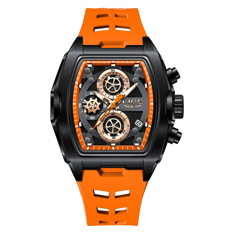 Silicone Watch Square Chronograph Sport Casual Wearing