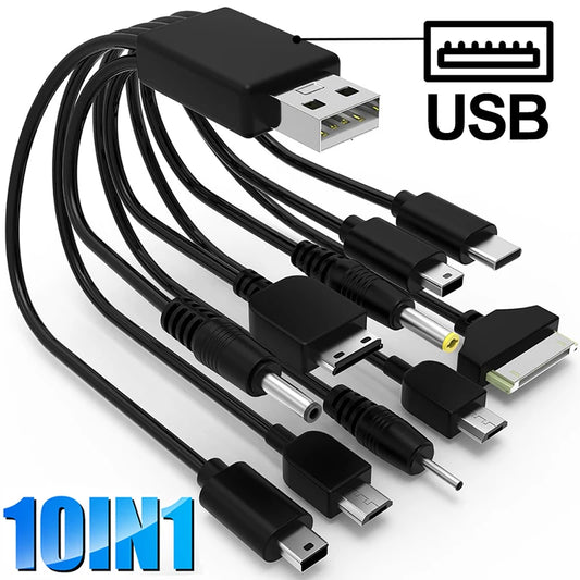 10In1 USB to USB Cable Universal Phone Charging Multi-head For Samsung Nokia iPhone Charger