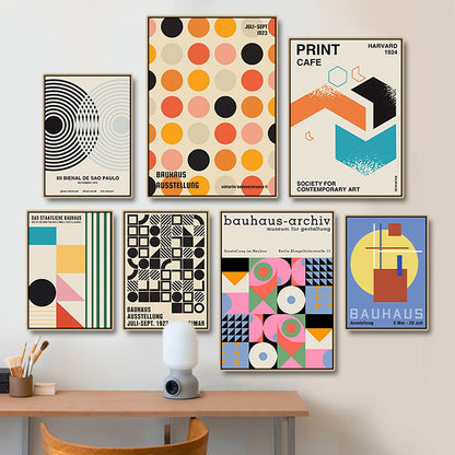 Bauhaus Exhibition Geometric Posters Minimalist Art Canvas Painting Home Decor