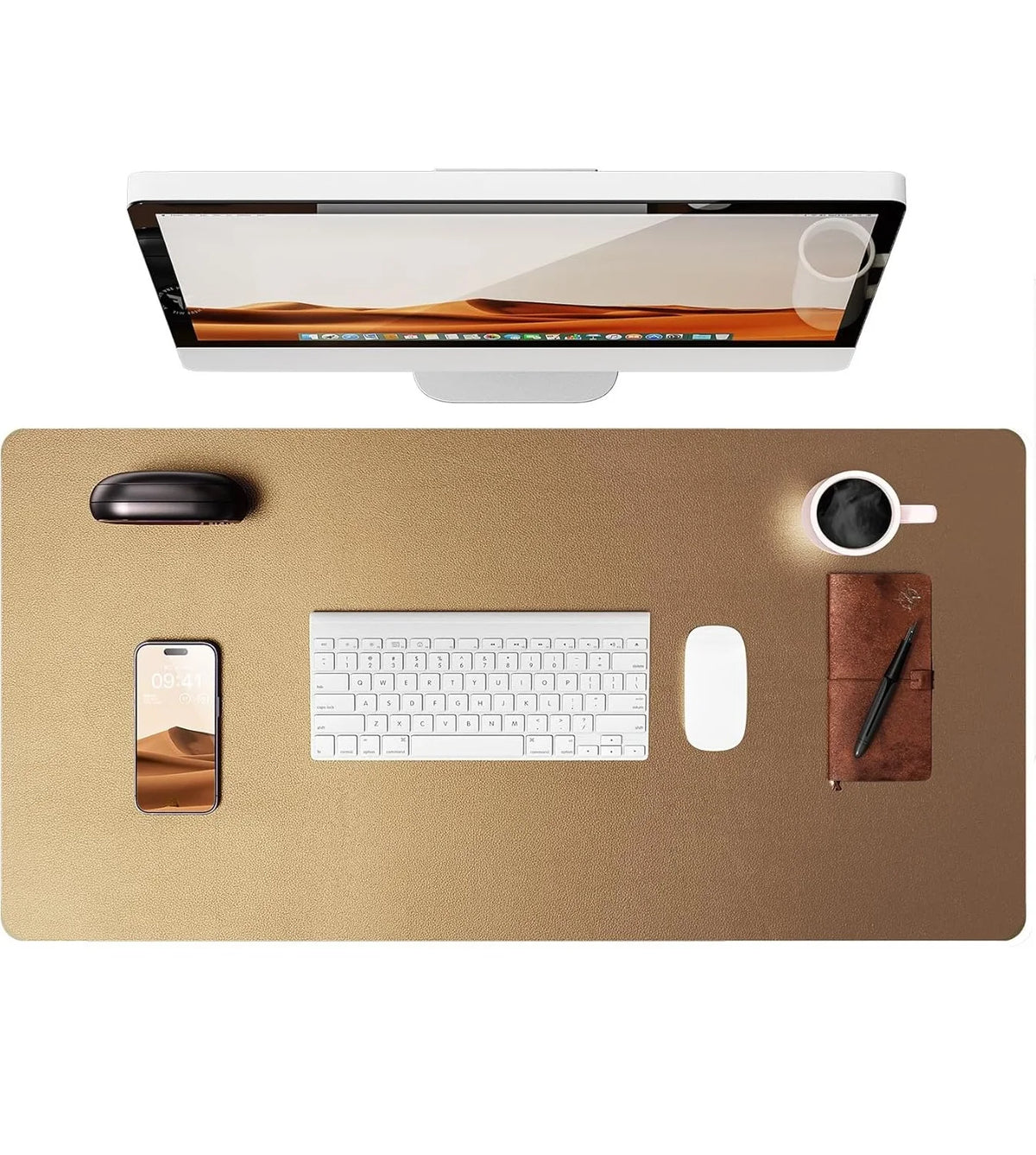 Mouse Pad Office Desk Mat Leather Desk Pad Protector Non-Slip PU Leather Desk Blotter