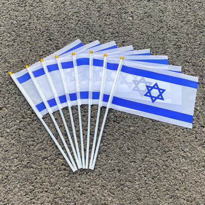 14x21CM 50pcs Israel flag Israel hand flags PVC Pole