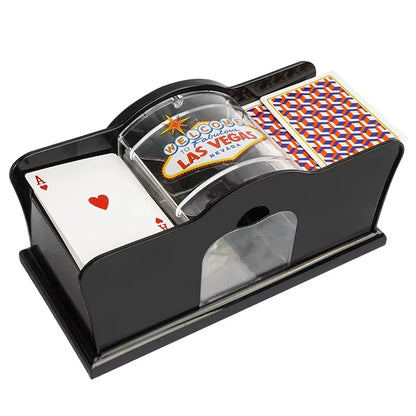 Red/Black Manual Card Shuffler 2 Deck with Hand Crank, Card Shuffler for Blackjack, UNO, Poker, Playing Card Dealer Machine