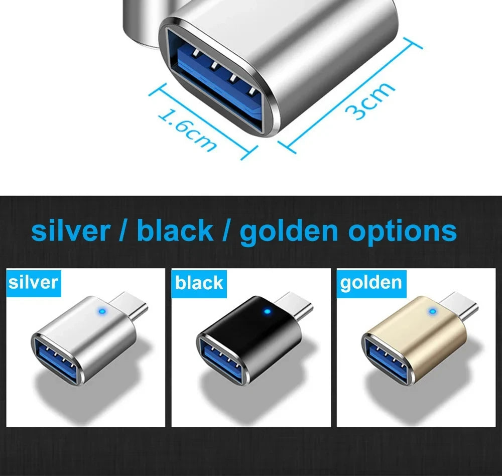 USB 3.0 To Type C Adapter LED OTG To USB C USB-A To Micro USB Type-C Female Connector For HUAWEI Samsung Xiaomi POCO Adapters