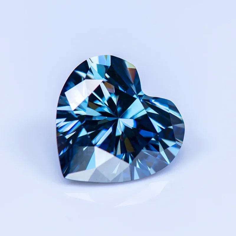 RARE Moissanite Stone Heart Shape Royal Blue With GRA Certificate