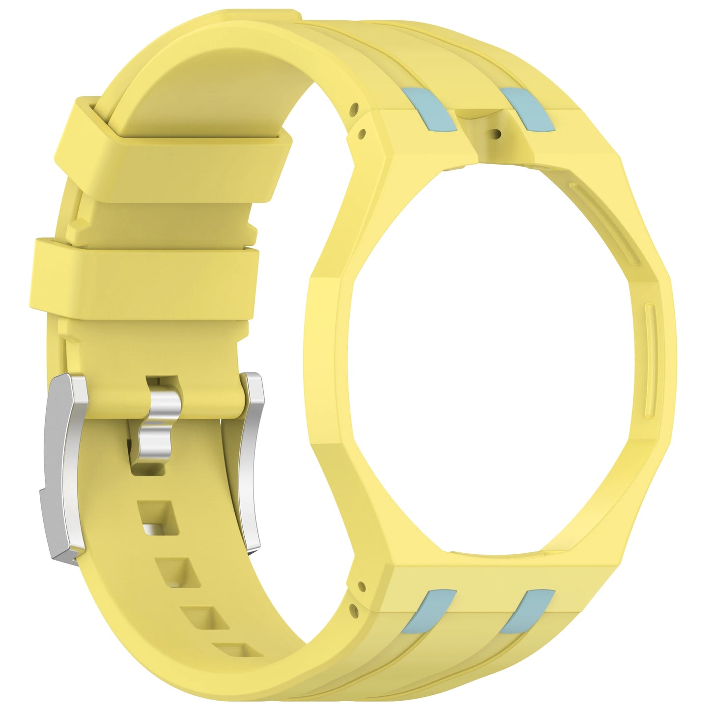 Premium Swatch Royal Mod Case Frame with Integrated Silicone Strap and Bumper Cover WHITE