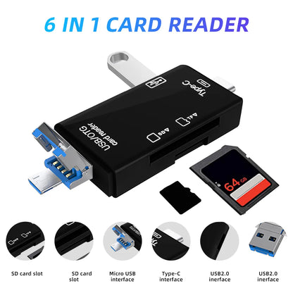 6 in 1 USB 3.0 Micro USB Adapter 5Gbps Transfer Multifunctional Card Reader