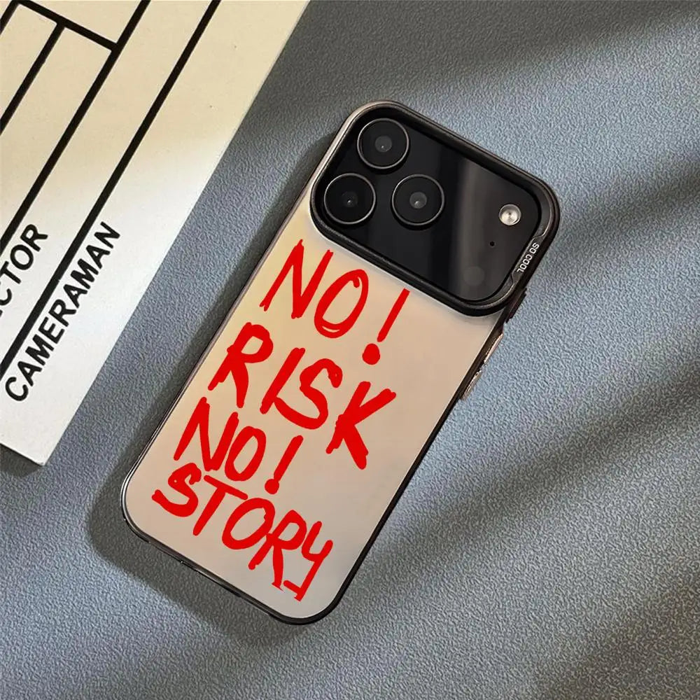 INS No Risk No story Phone Case For iPhone 17 16 15 14 13 12 11 Pro Max Air Matte Laser Aurora Shockproof Funda