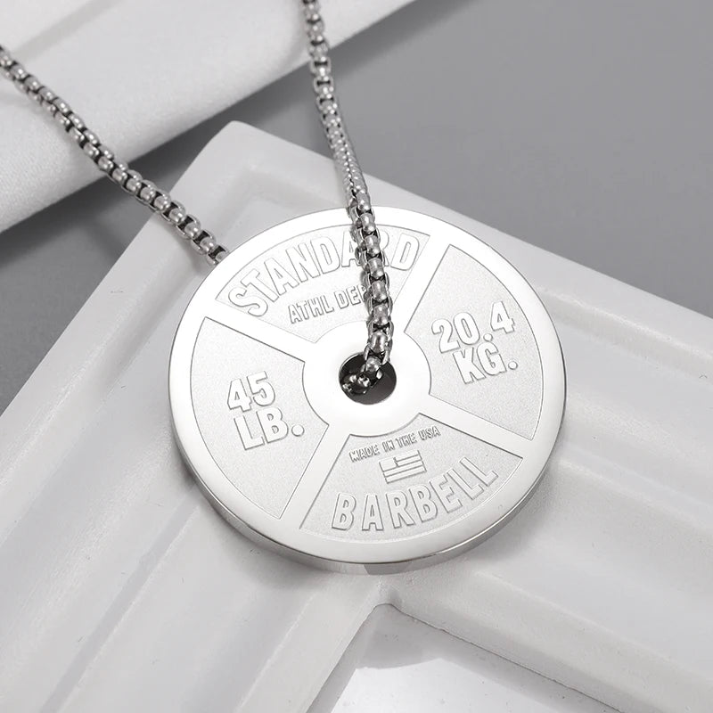 Titanium Steel Dumbbell Pendant Necklace Barbell Fitness Pendant Unisex Sports Jewelry